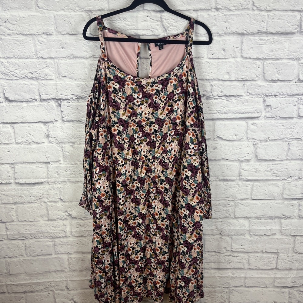 Torrid Whimsigoth Romantic Floral Coquette Cold Shoulder Sun Dress Size 3 - Picture 11 of 11